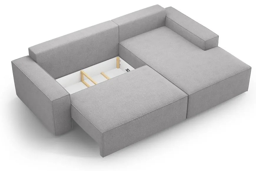 Divano letto angolare grigio chiaro in tessuto bouclé (angolo destro) Jodie - Micadoni Home