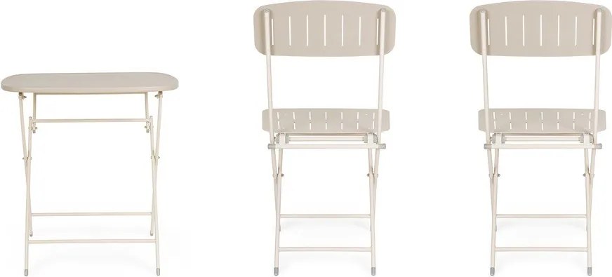 Set da pranzo da giardino beige in acciaio per 2 persone Yvonne – Bizzotto