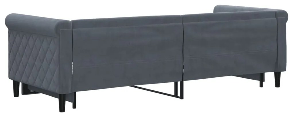 Divano letto con letto estraibile grigio scuro 80x200cm velluto