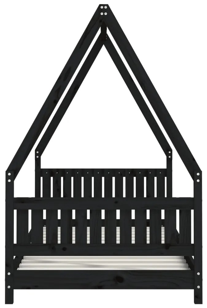 Giroletto per bambini nero 90x190 cm in legno massello di pino