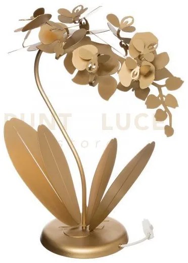 Lampada da tavolo floreale orchidea piccola oro in ferro 38x20x57cm...