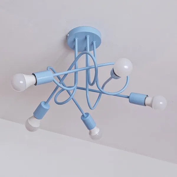 Lampadario a plafone OXFORD 5xE27/15W/230V blu