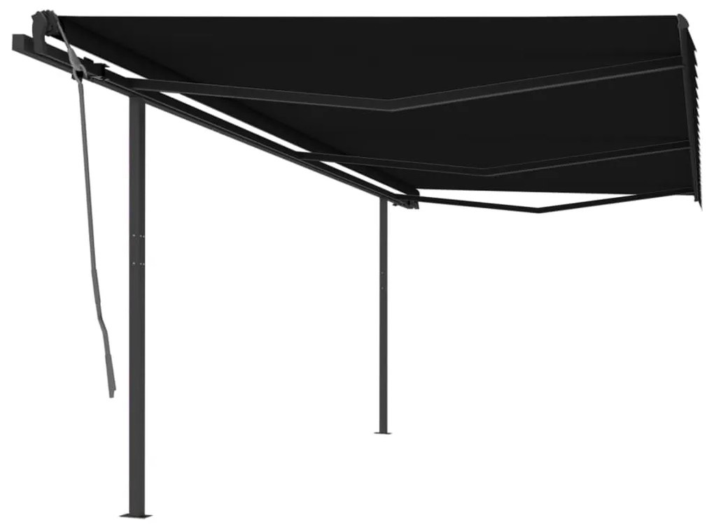 Tenda Da Sole Retrattile Manuale Con Pali 6x3 M Antracite /