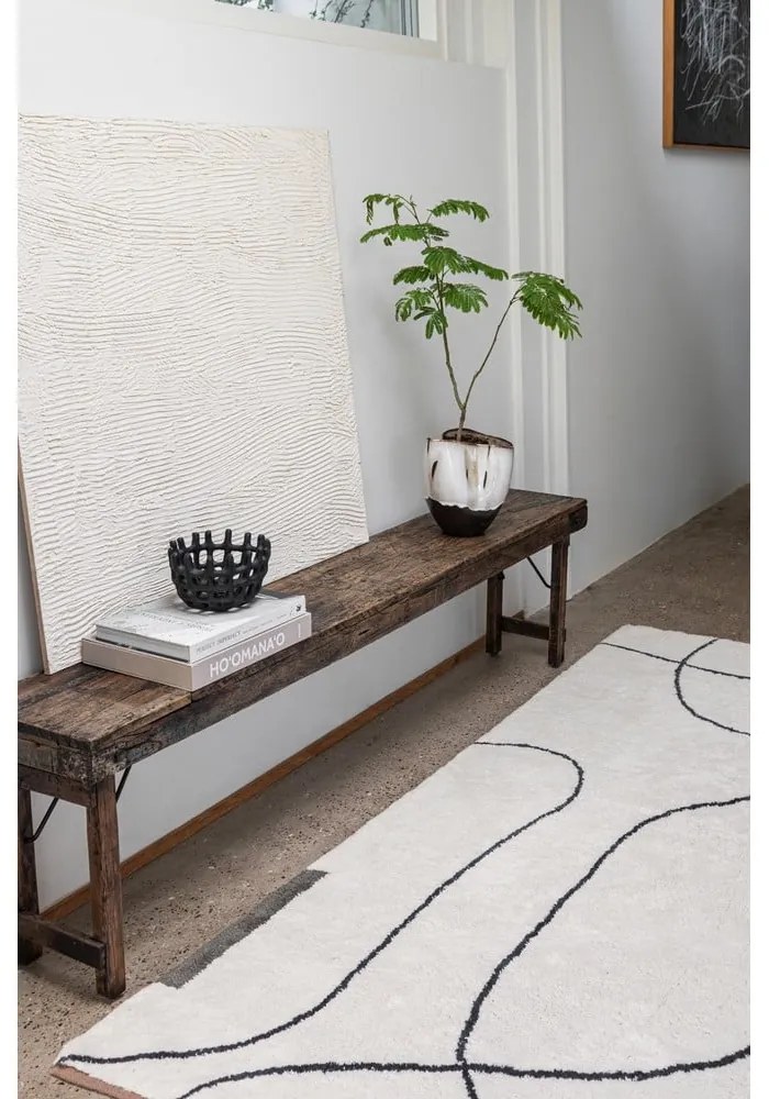 Tappeto avorio in cotone lavabile 140x200 cm Shadow – Mette Ditmer Denmark