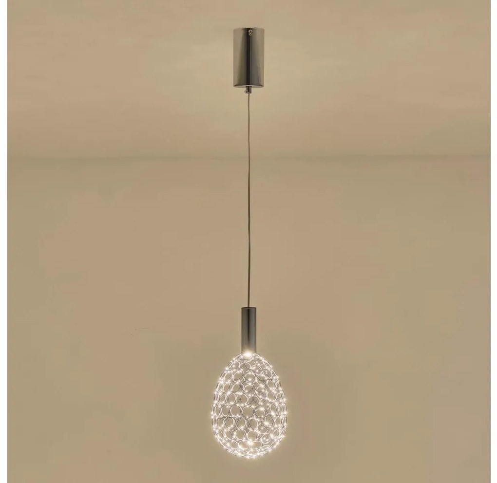 Lampadario LED a sospensione con filo LED/6,3W/230V 3000K cromo lucido diametro 14 cm