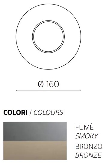 Specchio tondo con piano Bronzo e inserto in specchio Fumč D160 cm