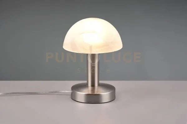 Fynn ii lampada cupola in  acciaio e vetro sabbiato bianco spazzola...