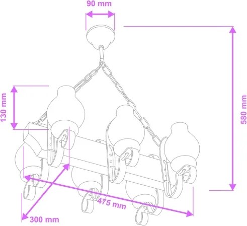 Brilagi - Lampadario a sospensione con catena QUEEN 6xE14/40W/230V faggio