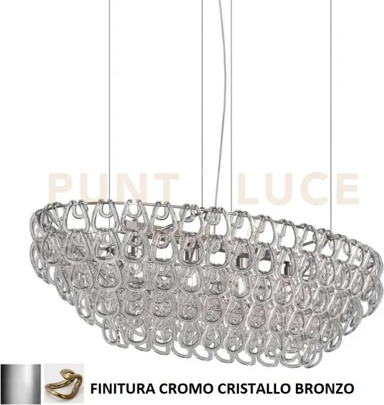 Giogali sospensione ov1 cristallo bronzo e cromo lucido 4 luci atta...