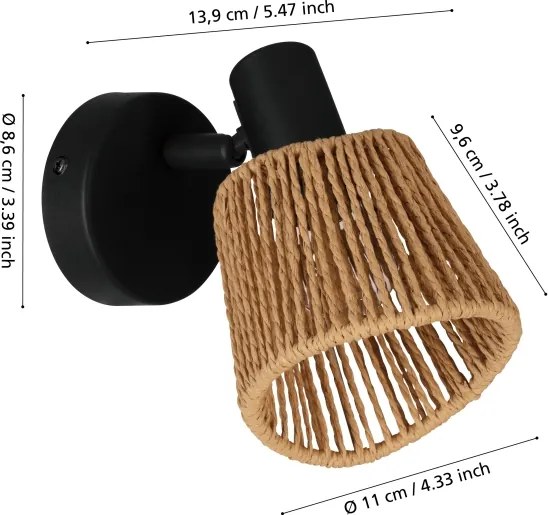 Eglo 44128 - Faretto da parete KEELBY 1xE14/10W/230V nero/beige