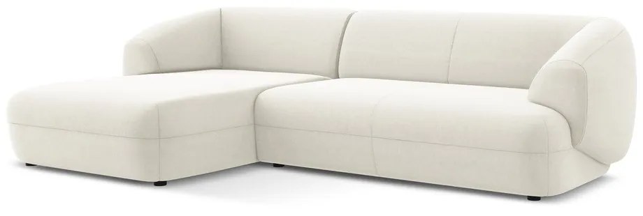 Divano angolare bianco (con penisola a sinistra) con rivestimento in velluto Moana – Makamii