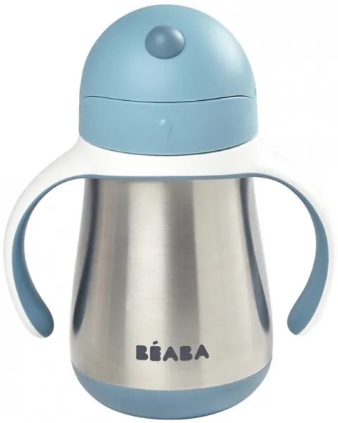 Beaba - Tazza termoisolante con cannuccia 250 ml blu