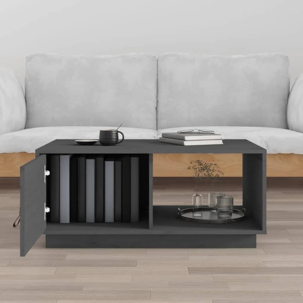 Tavolino da salotto grigio 80x50x35,5 cm legno massello di pino