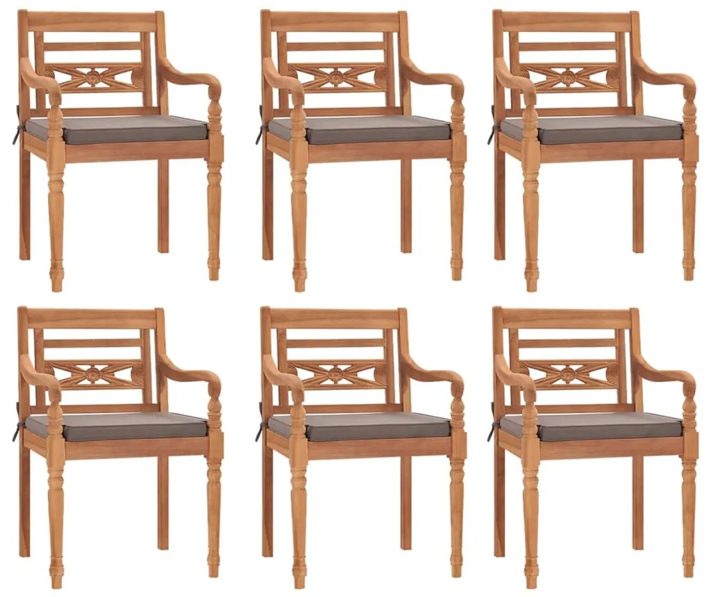 Set pranzo giardino 7pz con cuscini grigio scuro massello teak