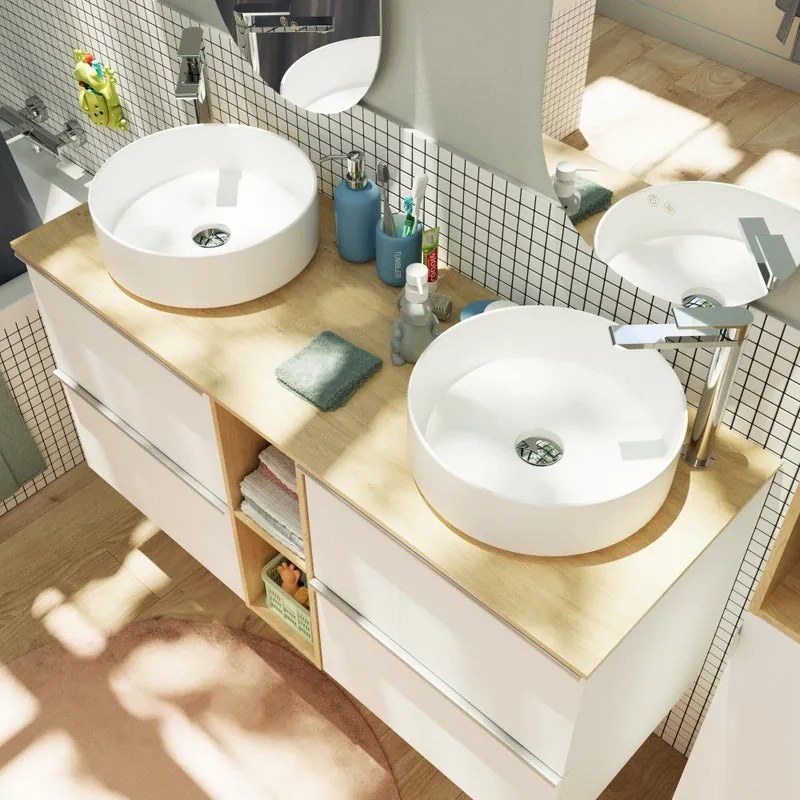 Mobile da bagno sospeso sotto lavabo Modern L 120 x H 55 x P 45 cm bianco laminato opaco, 4 cassetti