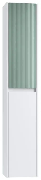 Colonna per mobile bagno Niwa 2 ante P 27 x L 30 x H 160 cm laccato opaco bianco con vetro verde timo cannettato