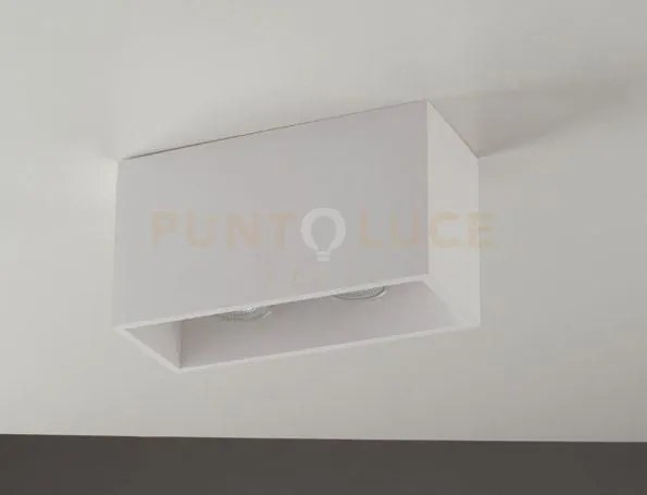 Plafoniera-faretto foster bianca 2 luci attacco gu10 24x13cm in ges...