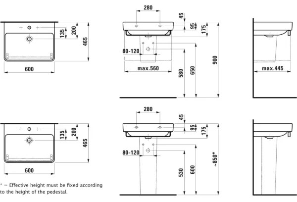 LAUFEN H8109630001091 - Lavabo da incasso/appeso PRO 60x46,5 cm ceramica/bianco