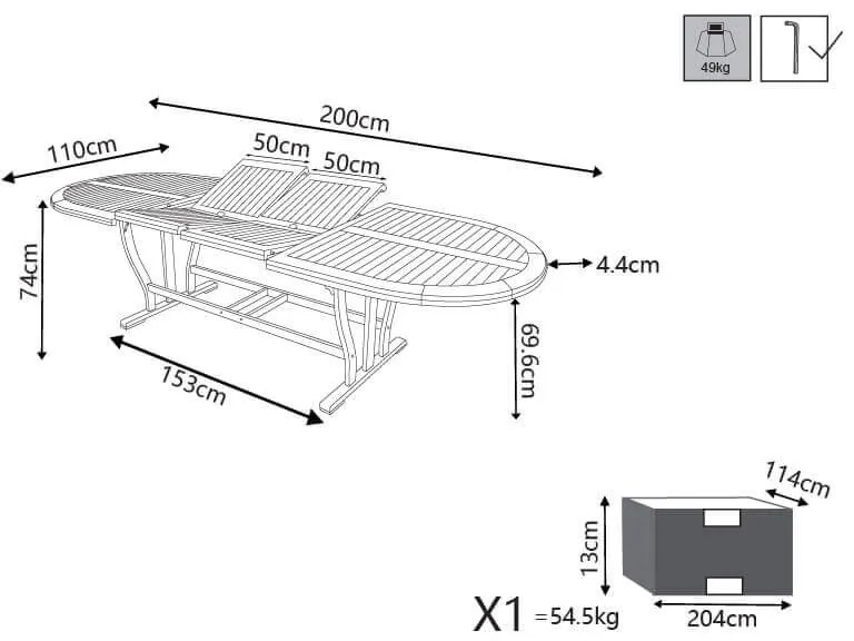 GENIUS - tavolo da giardino allungabile in legno massiccio di acacia