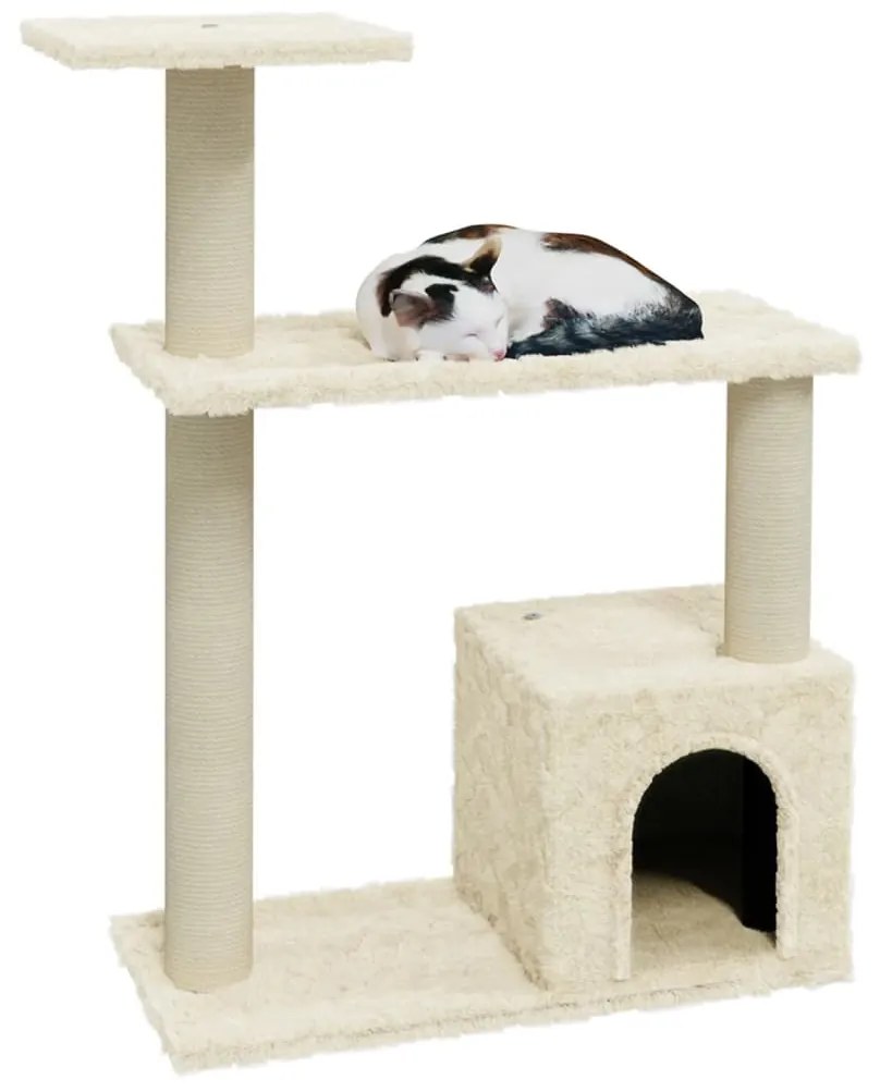 Albero per gatti con tiragraffi in sisal crema 70 cm