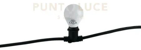 Stringa elettrificata picnic nera 10 luci attacco e14 ip54 con spin...