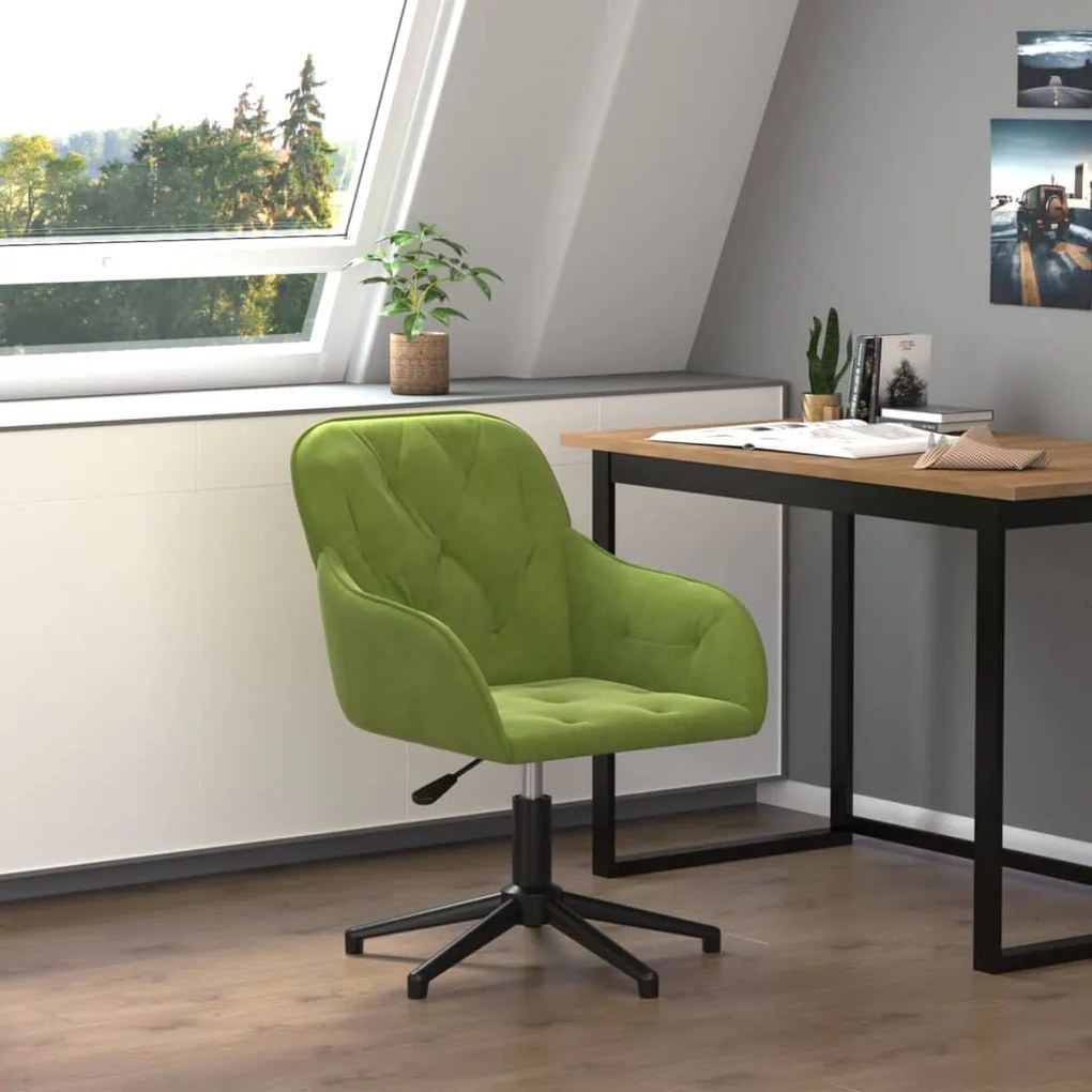 Sedia Da Ufficio Girevole Verde Chiaro İn Velluto /