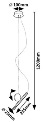 Rabalux 72278 - Lampadario LED a sospensione con filo ALARIC LED/3W/230V 3000K