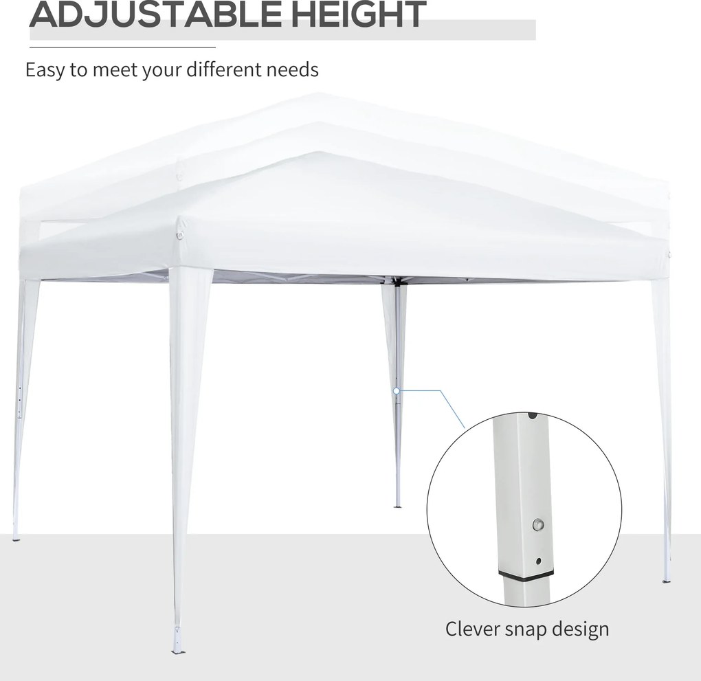 Gazebo Pieghevole 3x3m in Acciaio e tessuto Oxford Bianco...