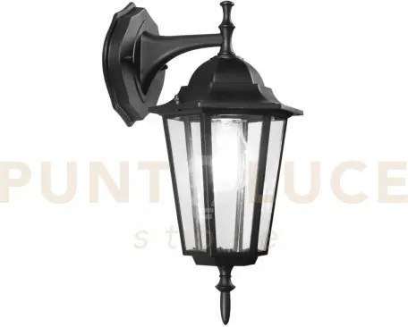 Applique down milano nera 1 luce attacco e27 ip44 17x20,8x36cm allu...