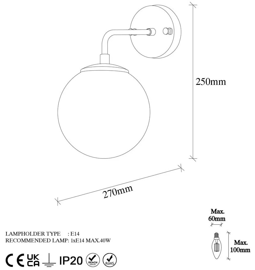 Lampada da parete in bianco e bronzo ø 15 cm Viran - Opviq lights