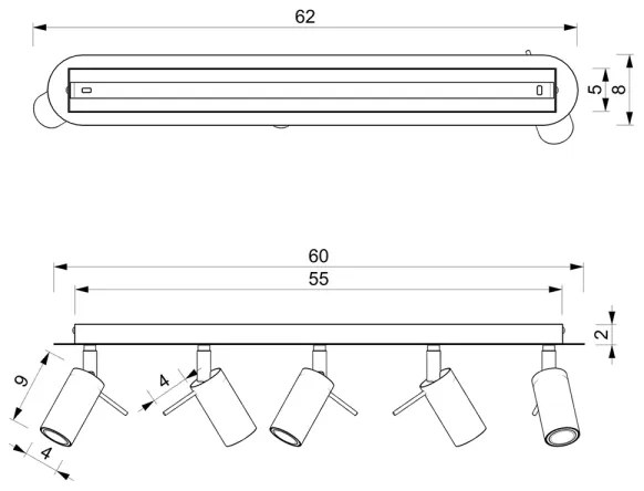 Faretto PRESTON 5xGU10/40W/230V nero