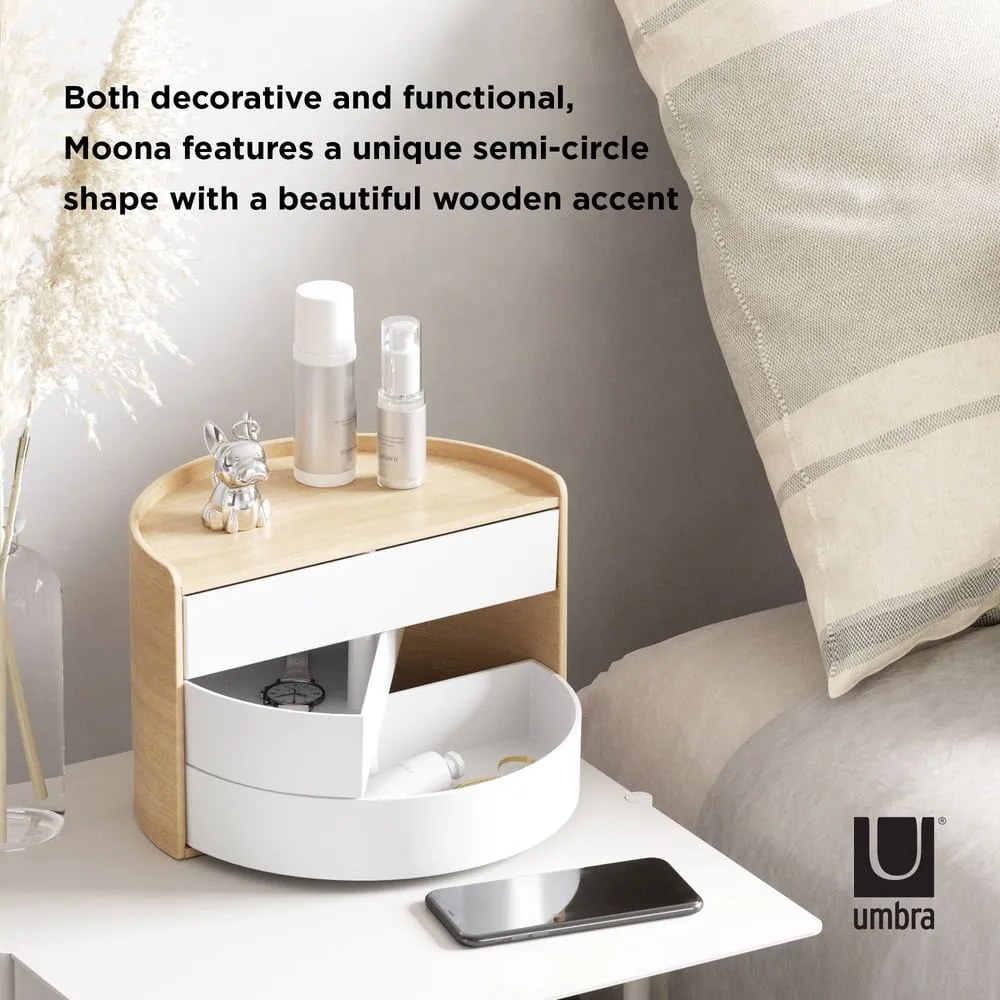 Organizzatore bagno rotante in colore naturale Moona - Umbra