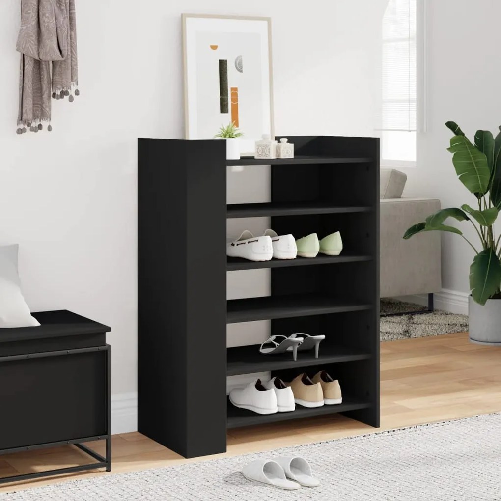 Scarpiera Nera 74,5x37,5x100 Cm İn Legno Multistrato /