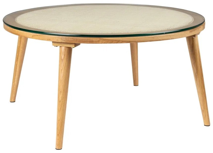 Tavolino da salotto rotondo di colore naturale in vetro ø 70 cm Haru – White Label