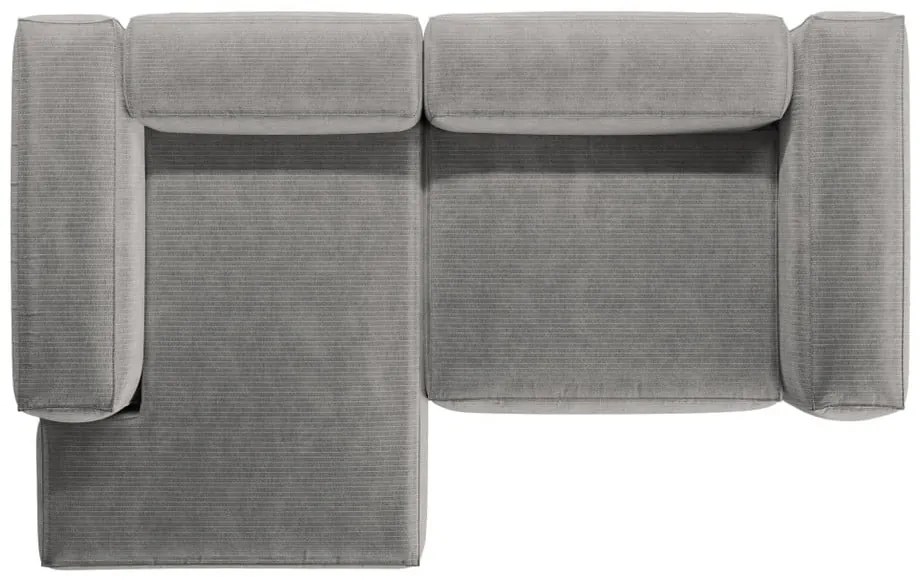 Divano angolare grigio chiaro (con penisola a sinistra/con chaise lounge) con rivestimento in velluto a coste Bergamo – Cosmopolitan Design