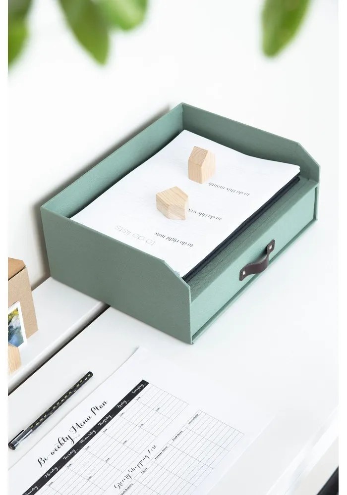 Organizer verde in cartone per cassetti/per documenti Walter Canvas Paper Laminate – Bigso
