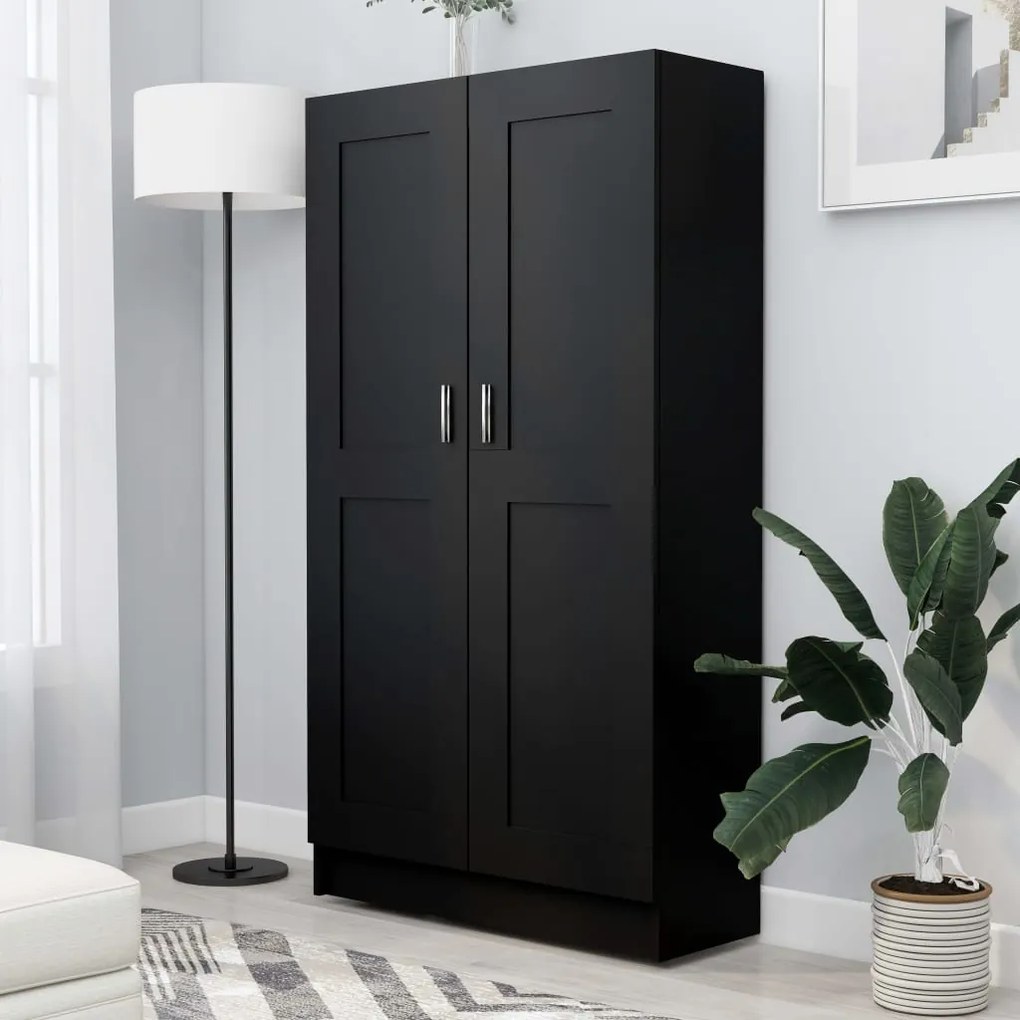 Libreria Nera 82,5x30,5x150 Cm İn Legno Multistrato /