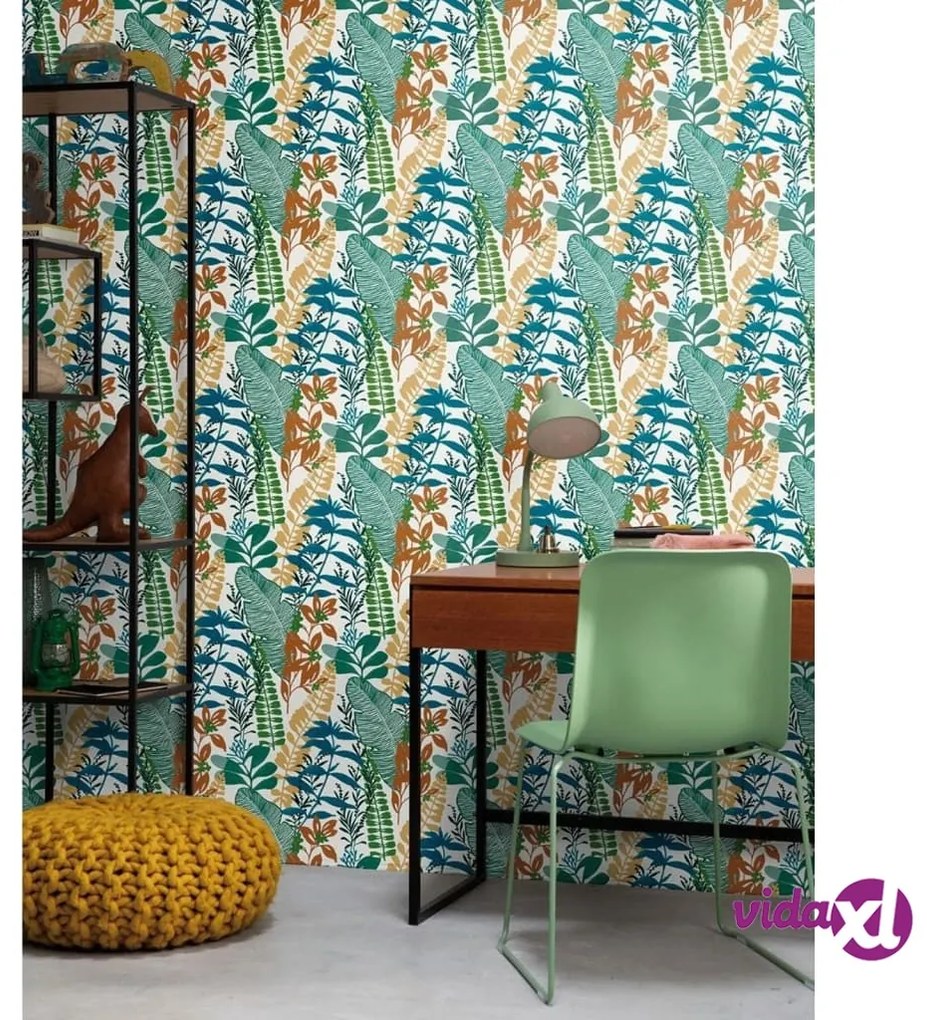 Noordwand Good Vibes Carta da Parati Big Leaves Blu e Verde