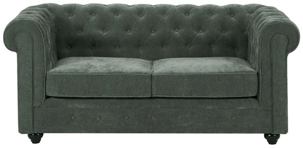 Divano 2 posti in tessuto verde CHESTERFIELD