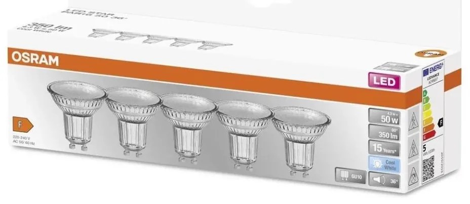 SET 5x Lampadina LED PAR16 GU10/4,3W/230V 4000K 36° - Osram
