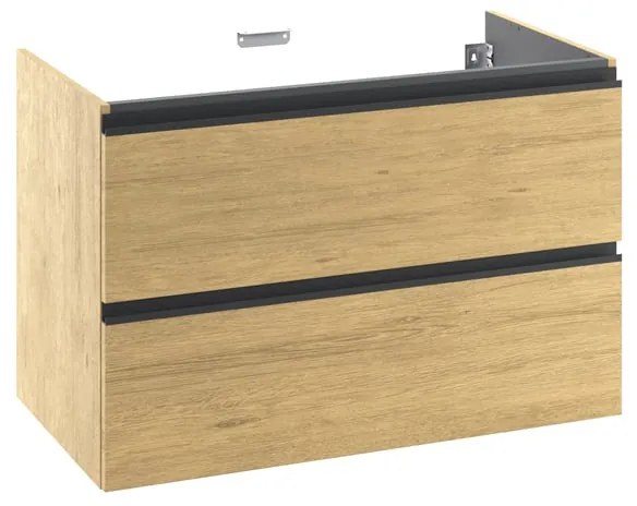 Mobile da bagno sospeso sotto lavabo L 90 x H 58 x P 48.1 cm rovere chiaro laccato opaco, 2 cassetti SENSEA Studio