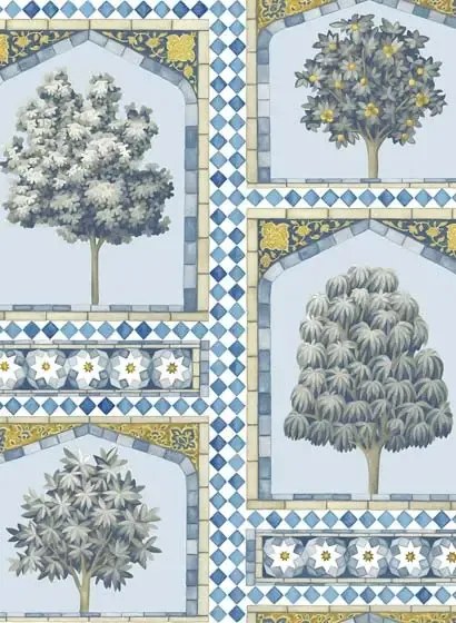 Cole & Son Carta da parati Sultan's Palace - China Blue/ Ochre