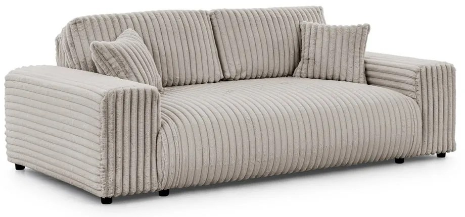 Divano grigio chiaro con rivestimento in velluto a coste 213 cm Justin – Ropez