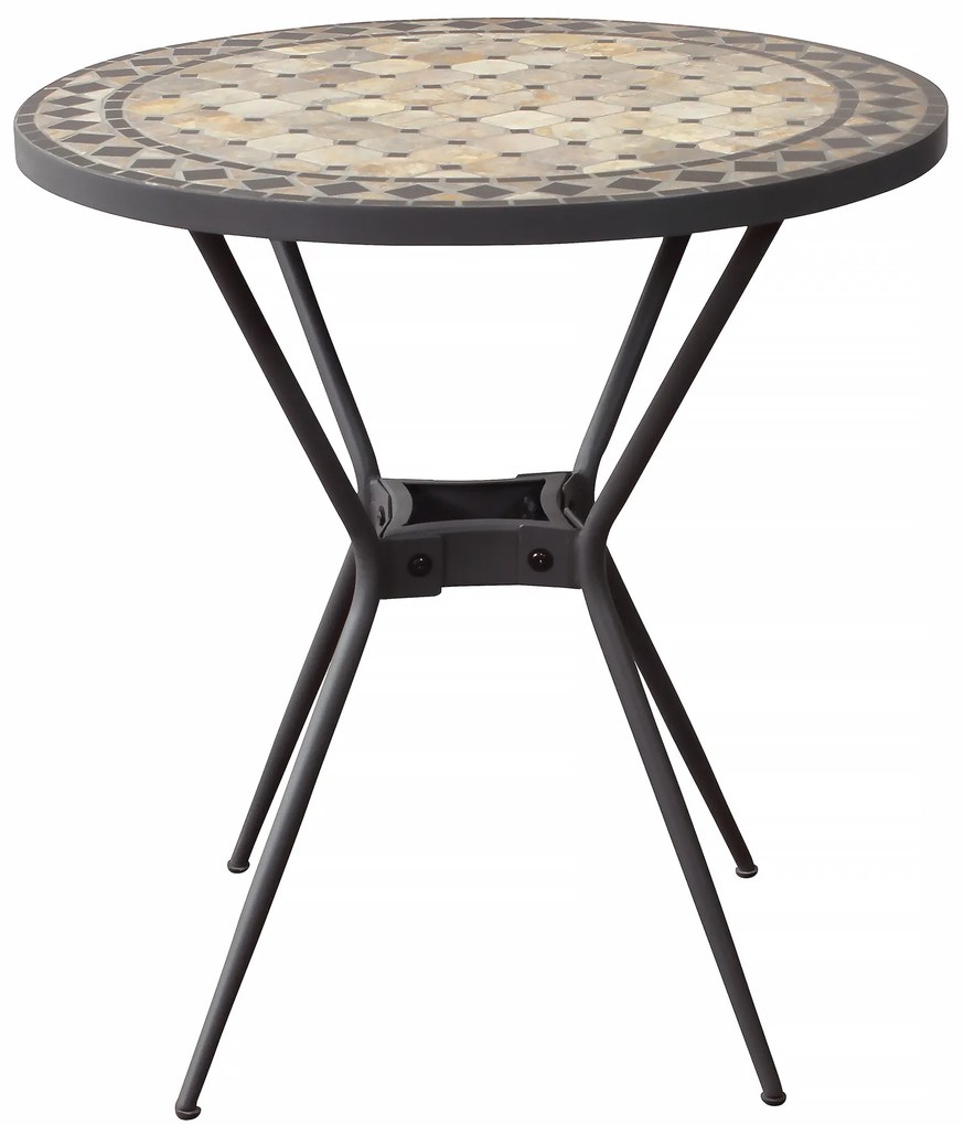 BRAIS - tavolo con piano rotondo e mosaico beige e antracite