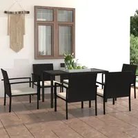 Set da Pranzo da Giardino 7 pz in Polyrattan Nero cod mxl 40991