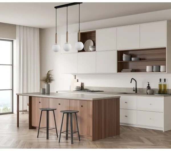 ITALUX PND-2324-3L GD+OPA - Lampadario a sospensione con filo RAVENA 3xE27/10W/230V nero/oro