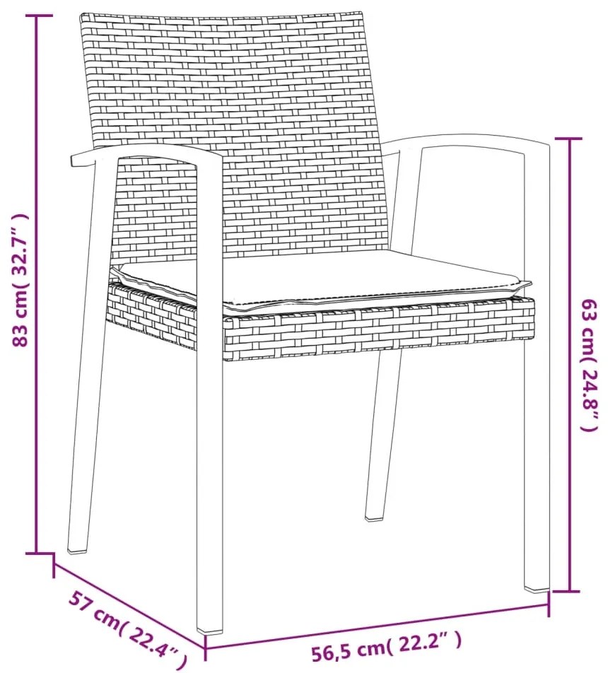 Set Pranzo da Giardino 7 pz con Cuscini in Polyrattan e Acciaio