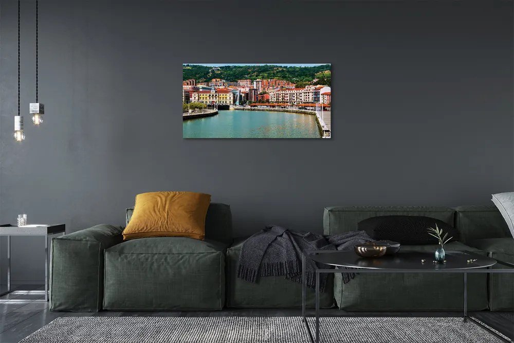 Quadro su tela Spagna, la città di Mountain River 100x50 cm