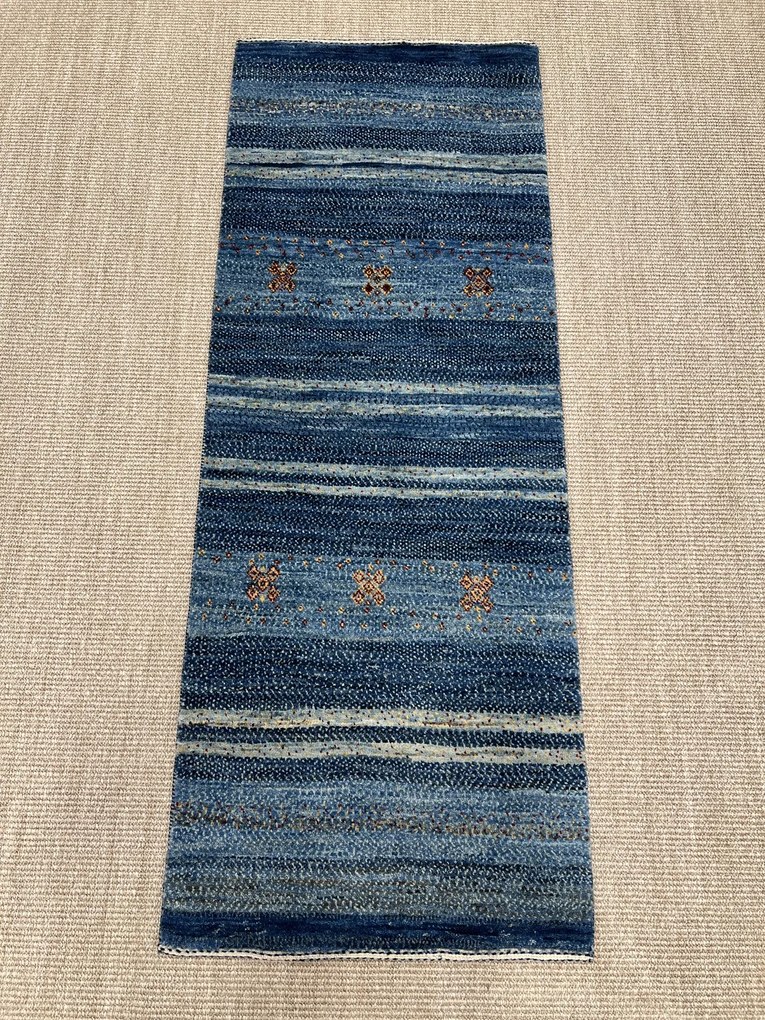 Loribaft Tappeto 60 x 150 Blu (Iran) Annodato A Mano