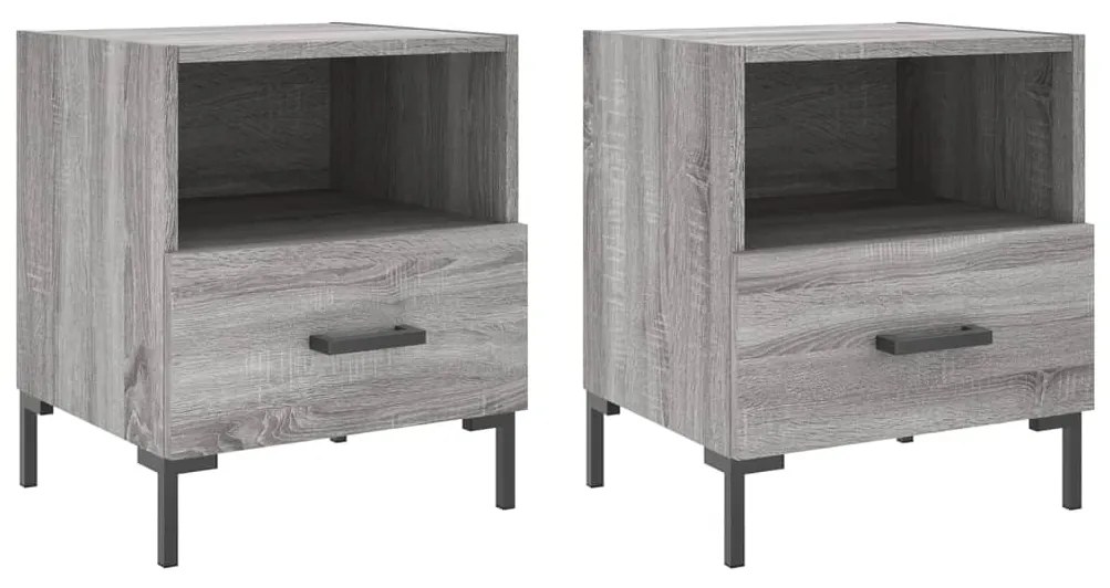 Comodini 2 pz grigio sonoma 40x35x47,5 cm in legno multistrato